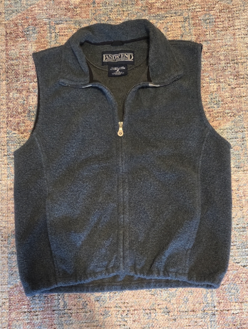 Lands' End Charcoal Fleece Zip Vest